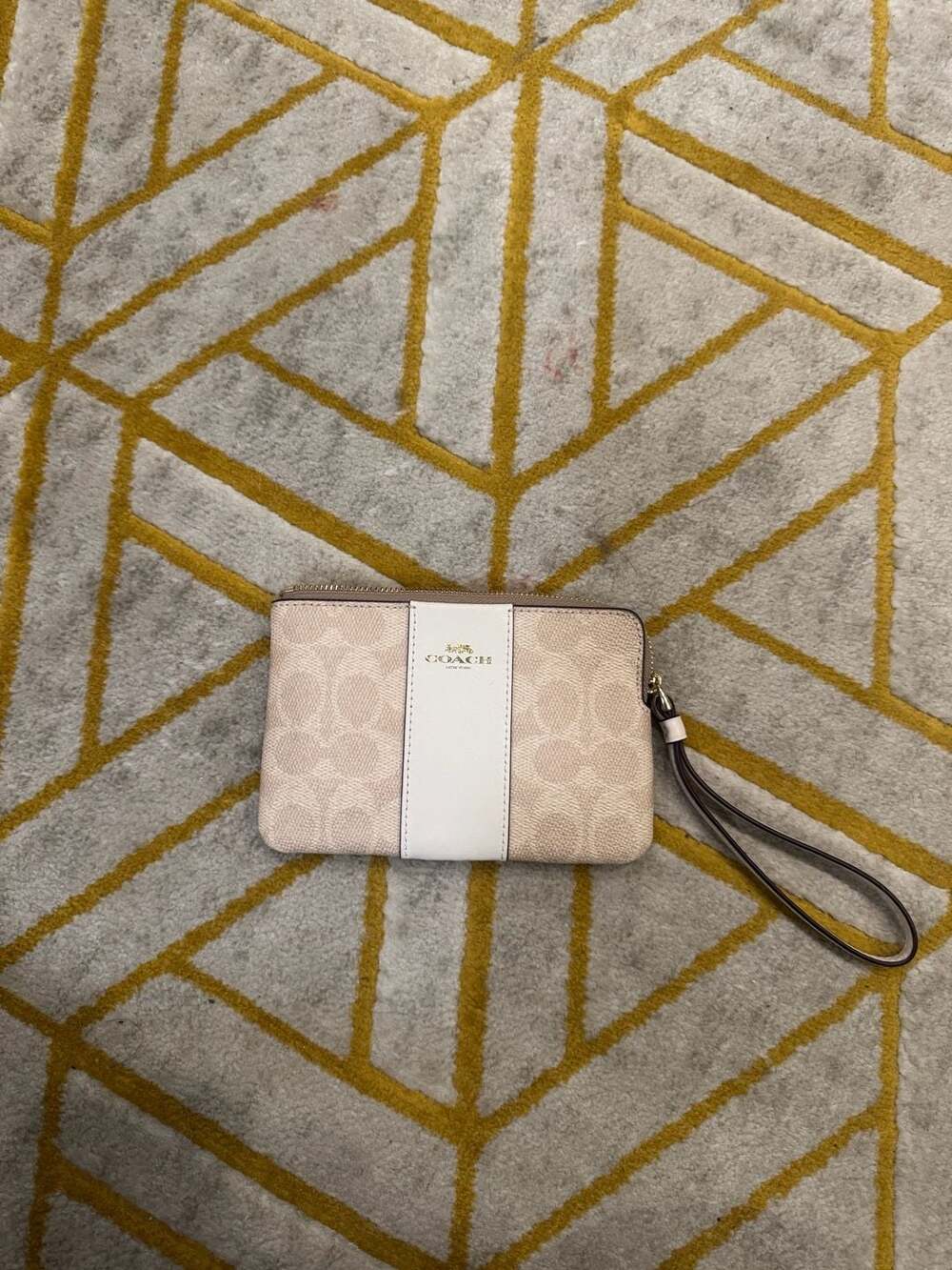 Coach Corner Zip Wristlet in Signature Canvas with Stripe